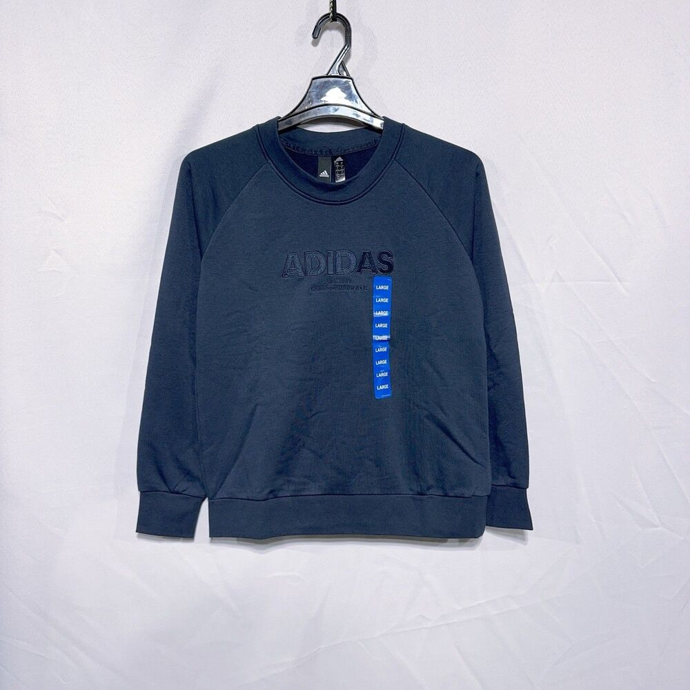 Adidas Women’s L Crewneck Sweatshirt Navy Blue Long Sleeve Soft Cotton Pullover